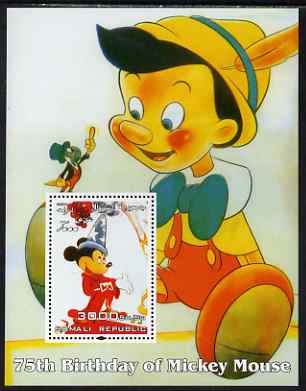 Somalia 2004 75th Birthday of Mickey Mouse #14 - Pinocchio perf m/sheet unmounted mint