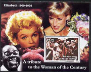 West Swan Island (Falkland Islands) 2002 A Tribute to the Woman of the Century #1 Queen Mother perf souvenir sheet unmounted mint (Also shows Marilyn, Diana & Satchmo)