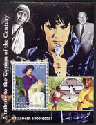 Bleaker Island (Falkland Islands) 2002 A Tribute to the Woman of the Century #1 Queen Mother perf souvenir sheet unmounted mint (Also shows Mother Teresa, Elvis, Walt Disney & Baseball)