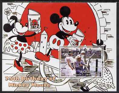 Somalia 2003 75th Birthday of Mickey Mouse #8 - Mickey & Minnie Mouse on See-saw perf s/sheet unmounted mint
