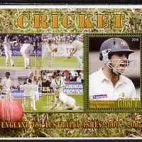Benin 2006 Cricket (England v Australia Ashes series) perf m/sheet #1 unmounted mint