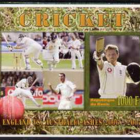 Benin 2006 Cricket (England v Australia Ashes series) imperf m/sheet #2 unmounted mint. Note this item is privately produced and is offered purely on its thematic appeal