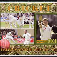 Benin 2006 Cricket (England v Australia Ashes series) imperf m/sheet #2 unmounted mint. Note this item is privately produced and is offered purely on its thematic appeal