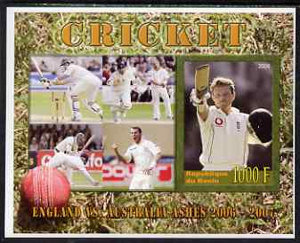 Benin 2006 Cricket (England v Australia Ashes series) imperf m/sheet #2 unmounted mint. Note this item is privately produced and is offered purely on its thematic appeal