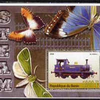 Benin 2006 Early Steam Locos #3 (Bluebell) perf m/sheet with Butterflies in background unmounted mint