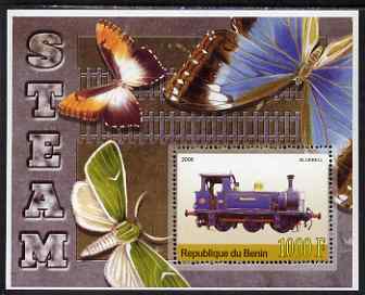 Benin 2006 Early Steam Locos #3 (Bluebell) perf m/sheet with Butterflies in background unmounted mint