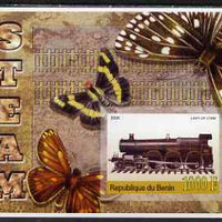 Benin 2006 Early Steam Locos #4 (Lady of Lynn) imperf m/sheet with Butterflies in background unmounted mint