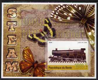 Benin 2006 Early Steam Locos #4 (Lady of Lynn) imperf m/sheet with Butterflies in background unmounted mint