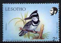 Lesotho 1988 Birds 2s Pied Kingfisher with slight perf shift such that horiz perfs pass through the date, unmounted mint, as SG 791*