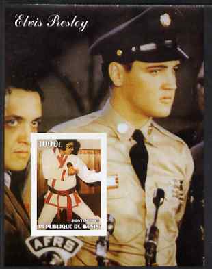 Benin 2003 Elvis Presley (in GI Uniform & Martial Arts) imperf m/sheet unmounted mint