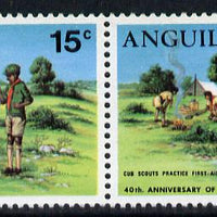 Anguilla 1970 Scouting 15c horiz pair, one stamp with 'Apostrophe over c' variety, unmounted mint