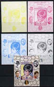 Senegal 1998 Princess Diana 250f imperf m/sheet #12 the set of 5 progressive proofs comprising the 4 individual colours plus all 4-colour composite, unmounted mint