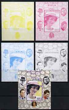 Senegal 1998 Princess Diana 250f imperf m/sheet #14 the set of 5 progressive proofs comprising the 4 individual colours plus all 4-colour composite, unmounted mint