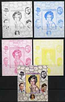 Senegal 1998 Princess Diana 250f imperf m/sheet #16 the set of 5 progressive proofs comprising the 4 individual colours plus all 4-colour composite, unmounted mint