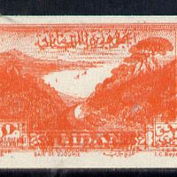 Lebanon 1947 Air 20p vermilion (Jounieh Bay) unmounted mint imperf proof (?) with fine double impression