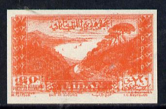 Lebanon 1947 Air 20p vermilion (Jounieh Bay) unmounted mint imperf proof (?) with fine double impression