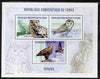 Congo 2002 Owls perf sheetlet containing 3 values unmounted mint, Mi 158-60A