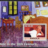 Angola 2002 Salute to the 20th Century #07 perf s/sheet - Marilyn & Painting by Van Gogh, unmounted mint