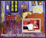 Angola 2002 Salute to the 20th Century #07 perf s/sheet - Marilyn & Painting by Van Gogh, unmounted mint