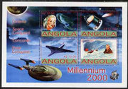 Angola 2000 Millennium perf sheetlet containing 4 values for Cinema, Concorde, Space & Polar Conquests unmounted mint