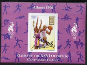 Mongolia 1996 Atlanta Olympics 500t (Basketball) imperf m/sheet opt'd SPECIMEN from limited printing, as SG 2557a unmounted mint