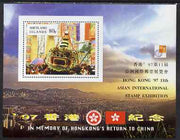 Shetland Islands 1997 Hong Kong Back to China perf m/sheet (80p value) with Hong Kong 97 Stamp Exhibition imprint unmounted mint