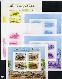 Kiribati 1987 Skinks imperf m/sheet containing 4 values, the set of 5 progressive proofs comprising 2 individual colours, two 2-colour composite plus all 4-colour composite, unmounted mint and rare, as SG MS 278
