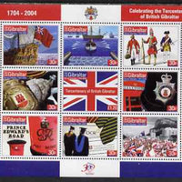 Gibraltar 2004 300th Anniversary of British Gibraltar (1st issue) perf sheetlet containing complete set of 9 values unmounted mint, SG MS 1077