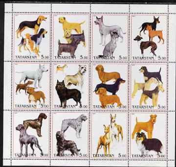 Tatarstan Republic 2001 Dogs perf sheetlet containing complete set of 12 values, unmounted mint