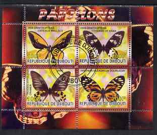 Djibouti 2008 Butterflies #1 perf sheetlet containing 4 values fine cto used