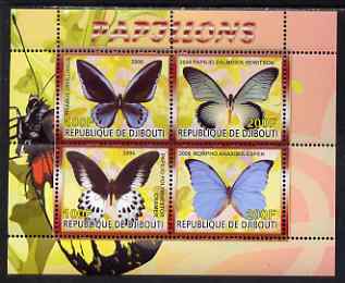 Djibouti 2008 Butterflies #2 perf sheetlet containing 4 values unmounted mint