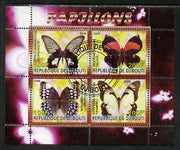 Djibouti 2008 Butterflies #3 perf sheetlet containing 4 values fine cto used