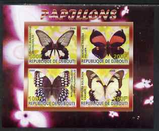 Djibouti 2008 Butterflies #3 imperf sheetlet containing 4 values unmounted mint