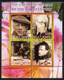 Malawi 2008 Great Artists of the 20th Century perf sheetlet containing 4 values fine cto used