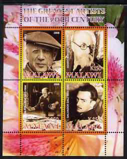 Malawi 2008 Great Artists of the 20th Century perf sheetlet containing 4 values unmounted mint
