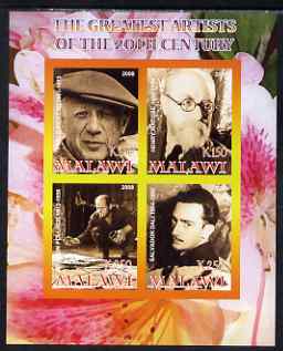 Malawi 2008 Great Artists of the 20th Century imperf sheetlet containing 4 values unmounted mint