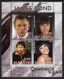 Malawi 2008 James Bond - Quantum of Solace perf sheetlet containing 4 values fine cto used