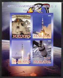 Malawi 2008 40th Anniversary of Apollo 7 imperf sheetlet containing 4 values unmounted mint