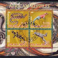 Malawi 2008 African Reptiles perf sheetlet containing 4 values fine cto used