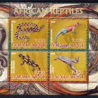 Malawi 2008 African Reptiles perf sheetlet containing 4 values unmounted mint