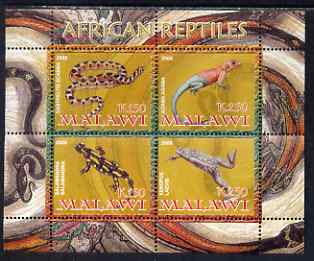 Malawi 2008 African Reptiles perf sheetlet containing 4 values unmounted mint