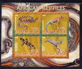 Malawi 2008 African Reptiles imperf sheetlet containing 4 values unmounted mint