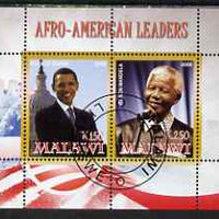 Malawi 2008 Afro-American Leaders #1 - Barack Obama & Nelson Mandela perf sheetlet containing 2 values fine cto used
