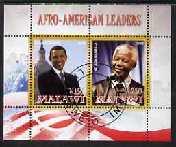Malawi 2008 Afro-American Leaders #1 - Barack Obama & Nelson Mandela perf sheetlet containing 2 values fine cto used