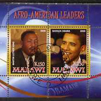 Malawi 2008 Afro-American Leaders #2 - Barack Obama & Martin Luther King perf sheetlet containing 2 values fine cto used