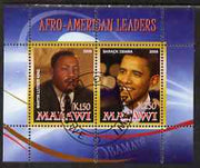 Malawi 2008 Afro-American Leaders #2 - Barack Obama & Martin Luther King perf sheetlet containing 2 values fine cto used