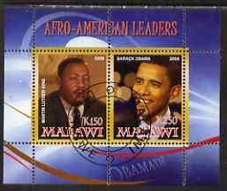 Malawi 2008 Afro-American Leaders #2 - Barack Obama & Martin Luther King perf sheetlet containing 2 values fine cto used