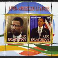 Malawi 2008 Afro-American Leaders #3 - Barack Obama & Malcolm X perf sheetlet containing 2 values unmounted mint