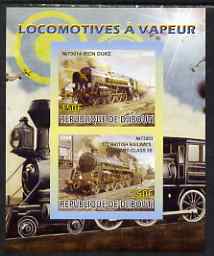 Djibouti 2008 Steam Locos #1 - Iron Duke & BR Standard 5S imperf sheetlet containing 2 values unmounted mint