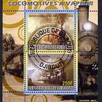 Djibouti 2008 Steam Locos #6 - Compound 4-4-0 & Talavera perf sheetlet containing 2 values fine cto used